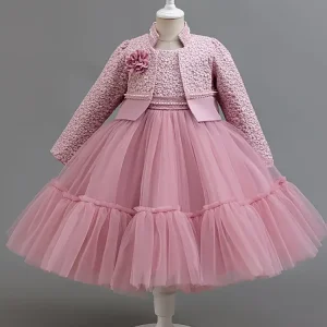 Girls Dress Set Princess Dresses and Coat Outfits